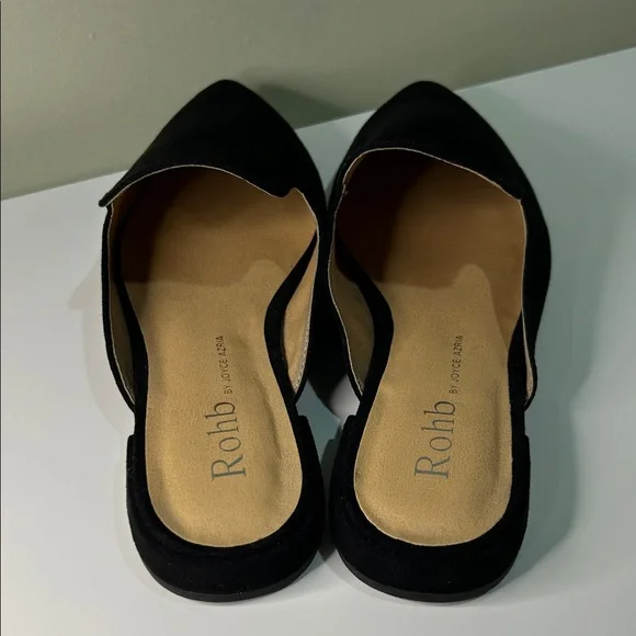 Rohb by Joyce Azria Black Suede Pointed Toe Mules Size 6.5 - Picture 4 of 8